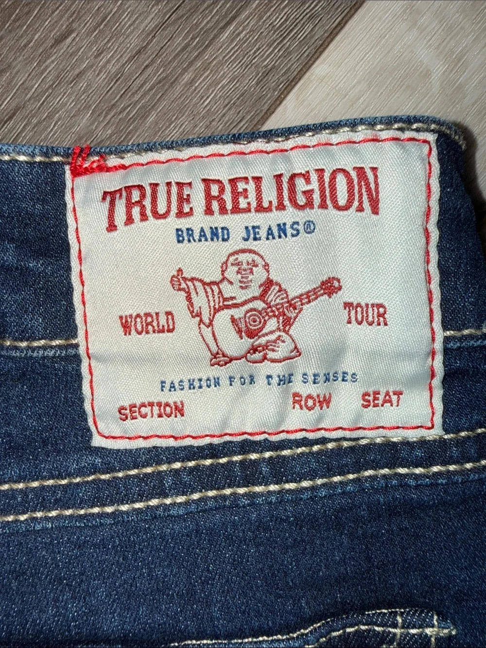 True Religion Joey Mid Rise Flap Flare Dark Wash Jeans - Picture 8 of 16